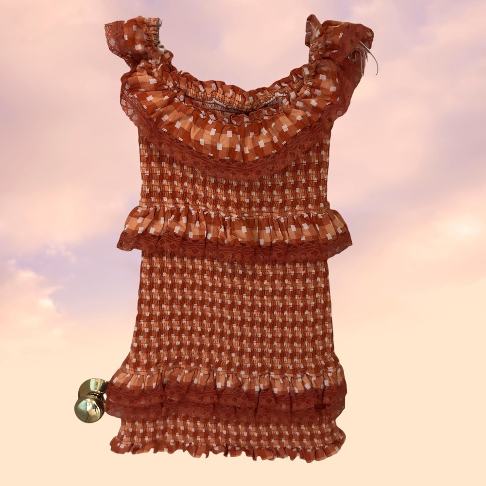 Tularosa Rust and White Mini Dress